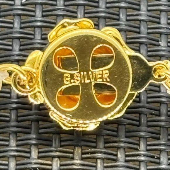 Vintage Faux Pearl Bracelet Flower Shaped Clasp Marked G. Silver 7MM Faux Pearls - Picture 3 of 6